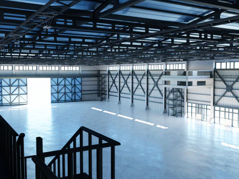 Industrial Hangar Hall Interior 3 3D Model