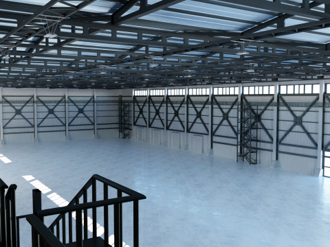 Industrial Hangar Hall Interior 3 Modèle 3D