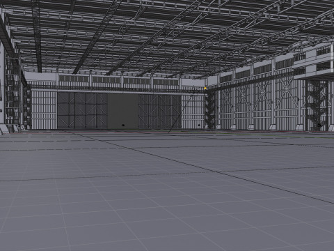 Industrial Hangar Hall Interior 3 Modèle 3D