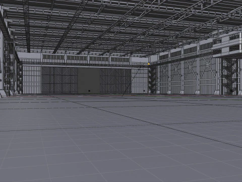 Industrial Hangar Hall Interior 3 3D Model