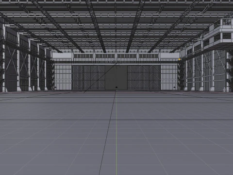 Industrial Hangar Hall Interior 3 3D Model