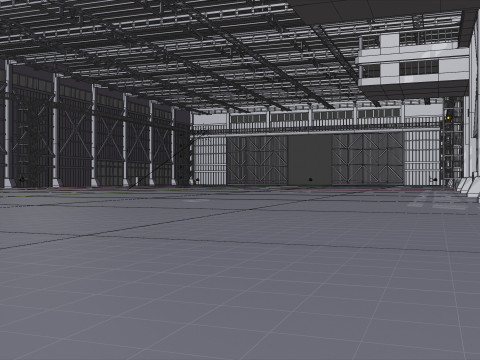 Industrial Hangar Hall Interior 3 Modèle 3D