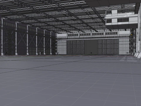 Industrial Hangar Hall Interior 3 3D Model