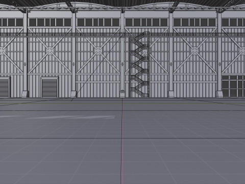 Industrial Hangar Hall Interior 3 Modèle 3D