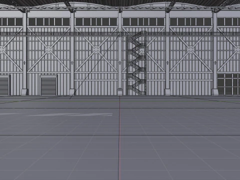 Industrial Hangar Hall Interior 3 3D Model