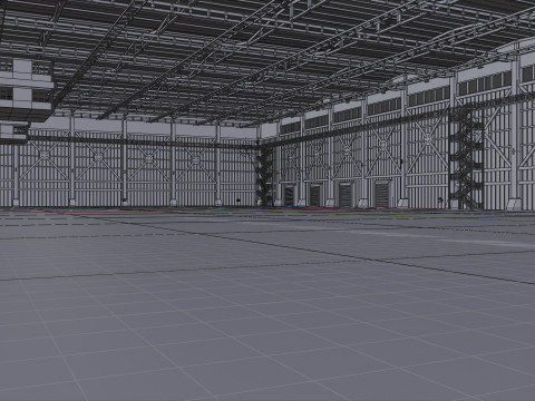 Industrial Hangar Hall Interior 3 Modèle 3D