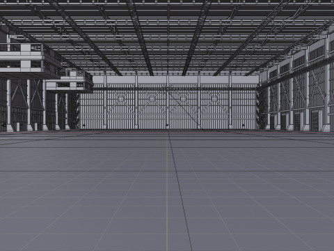 Industrial Hangar Hall Interior 3 Modèle 3D
