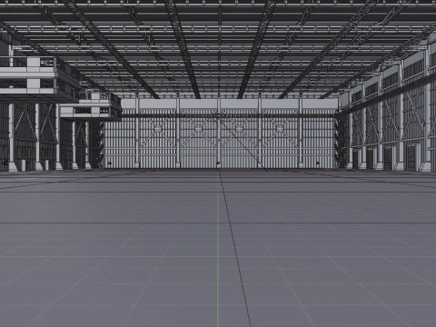 Industrial Hangar Hall Interior 3 3D Model