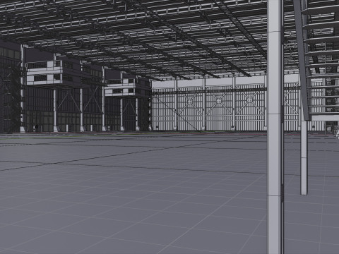 Industrial Hangar Hall Interior 3 Modèle 3D
