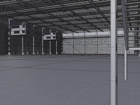 Industrial Hangar Hall Interior 3 3D Model