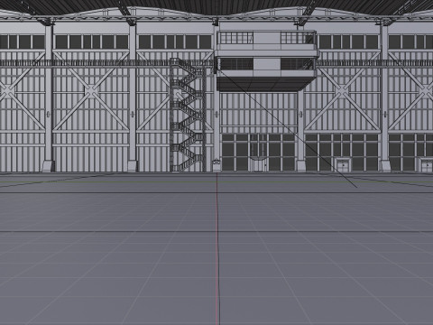 Industrial Hangar Hall Interior 3 Modèle 3D