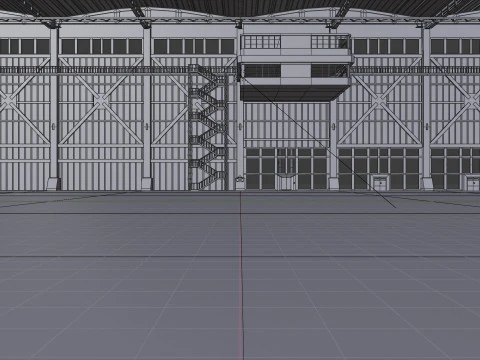 Industrial Hangar Hall Interior 3 3D Model