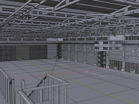 Industrial Hangar Hall Interior 3 Modèle 3D