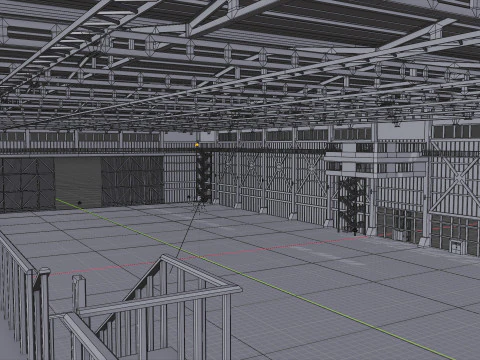 Industrial Hangar Hall Interior 3 3D Model