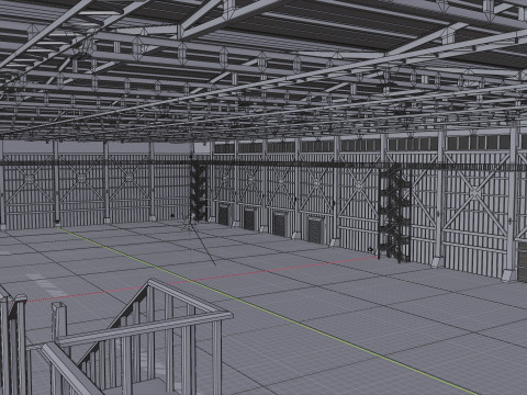 Industrial Hangar Hall Interior 3 Modèle 3D