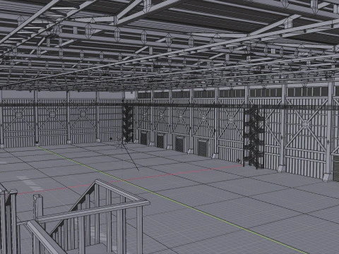 Industrial Hangar Hall Interior 3 3D Model