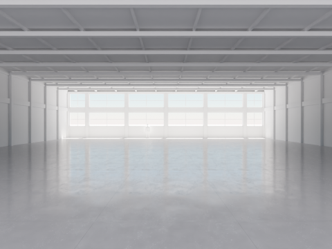 Industrial Hangar Hall Interior 4 3D मॉडल