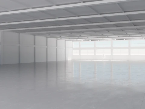 Industrial Hangar Hall Interior 4 3D Model