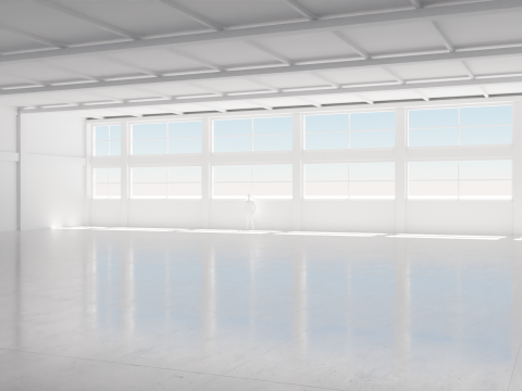 Industrial Hangar Hall Interior 4 Model 3D