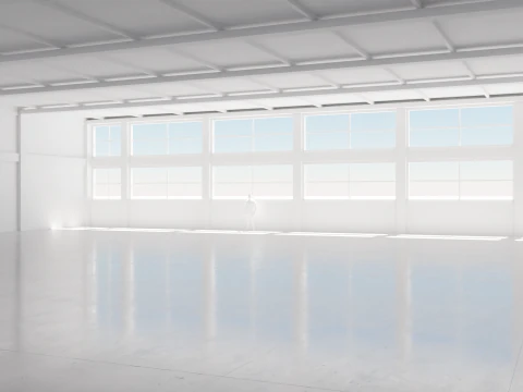 Industrial Hangar Hall Interior 4 3D Model