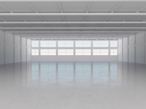 Industrial Hangar Hall Interior 4 Model 3D