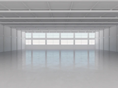 Industrial Hangar Hall Interior 4 3D Model