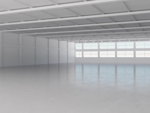 Industrial Hangar Hall Interior 4 3D Model