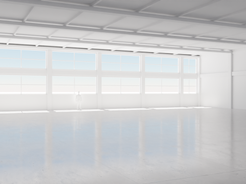 Industrial Hangar Hall Interior 4 Model 3D