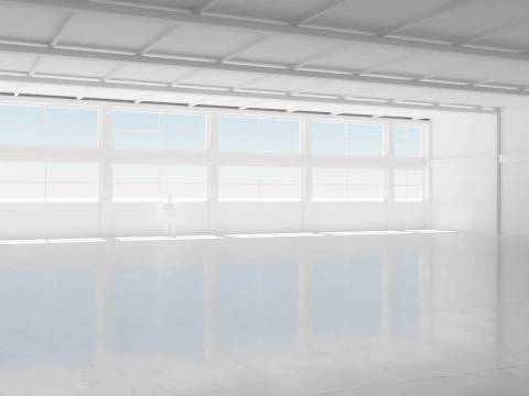 Industrial Hangar Hall Interior 4 3D Model