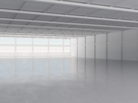 Industrial Hangar Hall Interior 4 Model 3D