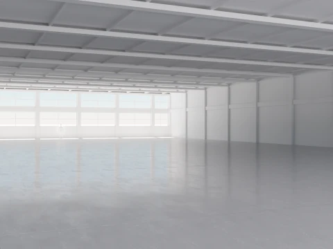 Industrial Hangar Hall Interior 4 3D Model