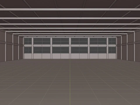 Industrial Hangar Hall Interior 4 3D Model