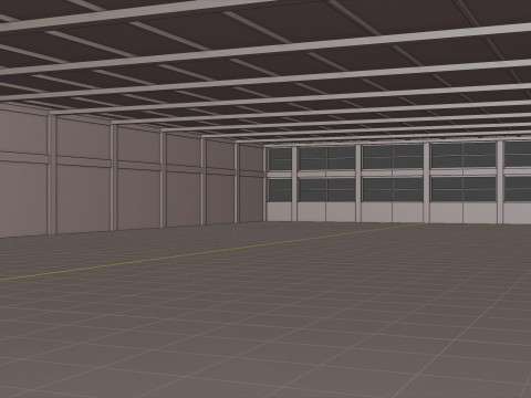 Industrial Hangar Hall Interior 4 Model 3D