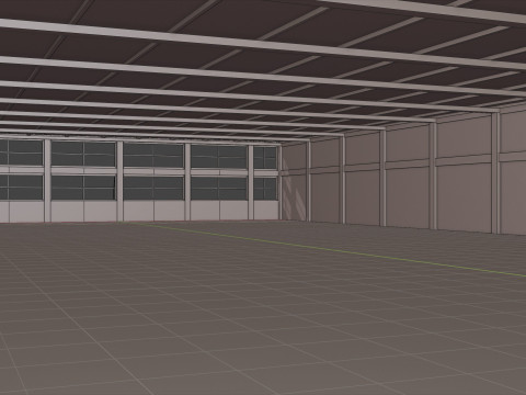 Industrial Hangar Hall Interior 4 Model 3D