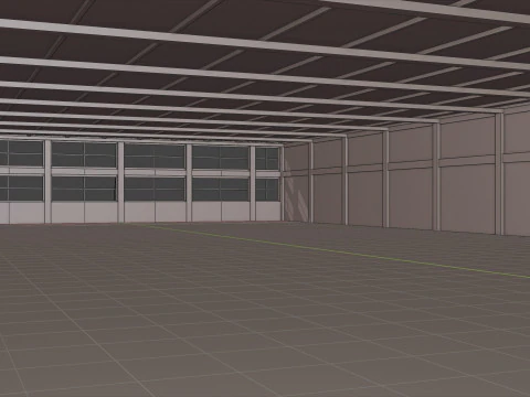 Industrial Hangar Hall Interior 4 3D Model