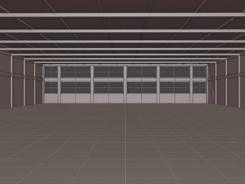 Industrial Hangar Hall Interior 4 3D Model