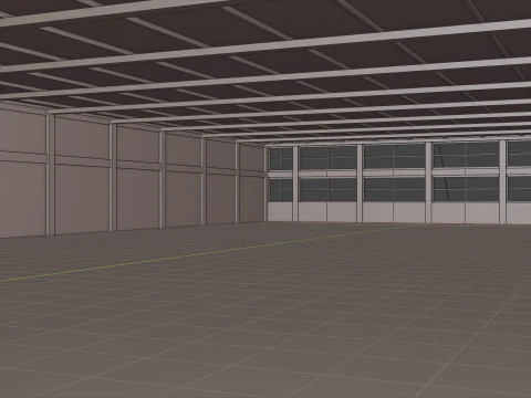 Industrial Hangar Hall Interior 4 3D Model