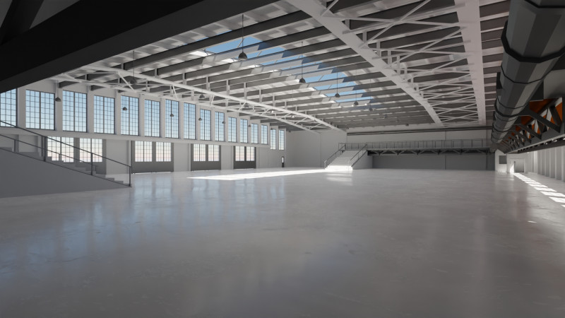Industrial Hangar Hall Interior 5 3D-Modell .c4d .max .obj .3ds .fbx .stl .blend