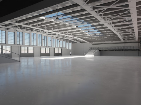 Industrial Hangar Hall Interior 5 3D मॉडल