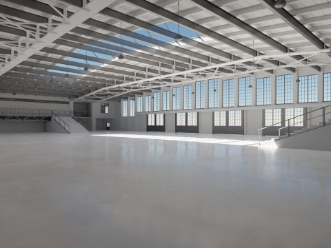 Industrial Hangar Hall Interior 5 3D-Modell