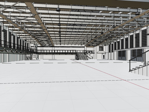 Industrial Hangar Hall Interior 5 3D-Modell