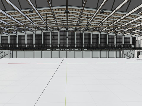 Industrial Hangar Hall Interior 5 3D-Modell