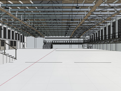 Industrial Hangar Hall Interior 5 3D-Modell