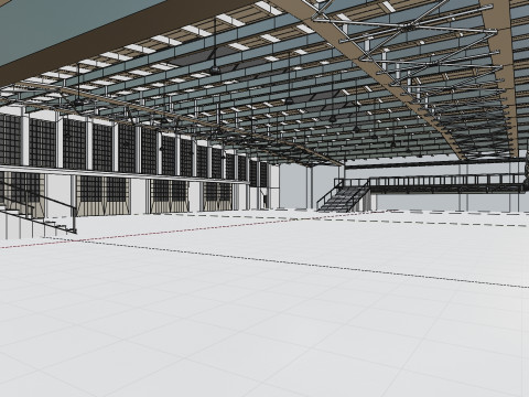 Industrial Hangar Hall Interior 5 3D-Modell