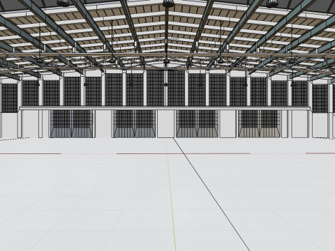 Industrial Hangar Hall Interior 5 3D-Modell