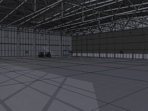 Airplane Hangar Interior 7 3D Model