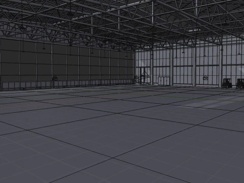 Airplane Hangar Interior 7 3D Model