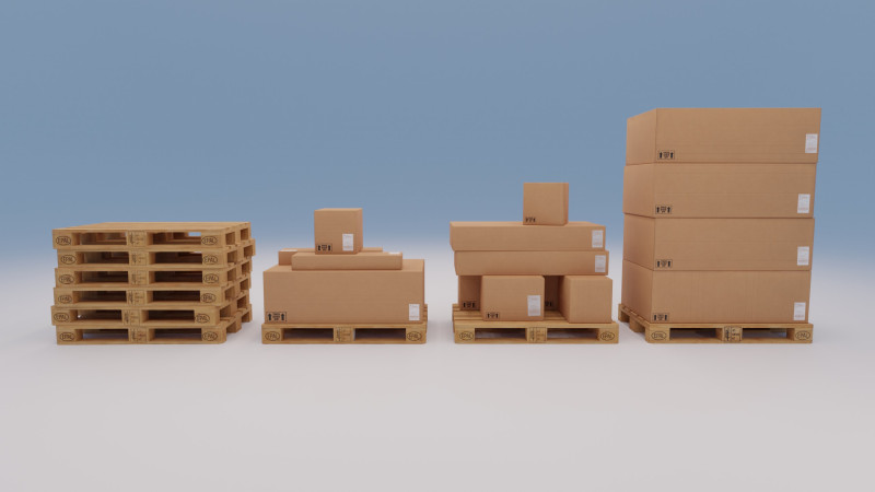 Wooden pallets with boxes - Pack 1 3D Model .c4d .max .obj .3ds .fbx .stl .blend