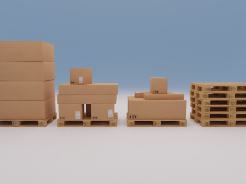 Wooden pallets with boxes - Pack 1 3D Model