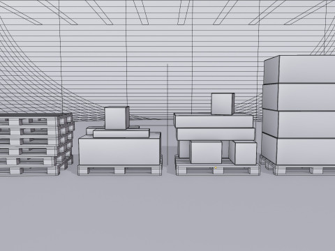 Wooden pallets with boxes - Pack 1 3D Model